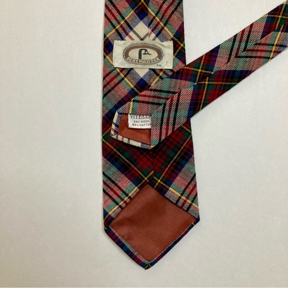 Vintage Tartan 55% Wool 45% Cotton Blend Bert Pulitzer Classic Plaid Tie - Picture 2 of 5